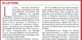 Ses – Gazzetta del Sud, acquisisce le quote di maggioranza del “Giornale di Sicilia”