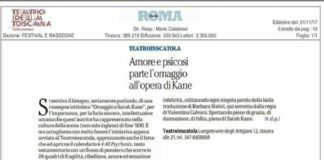 Al Teatroinscatola a Roma: “Omaggio a Sarah Kane”