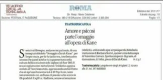 Al Teatroinscatola a Roma: “Omaggio a Sarah Kane”