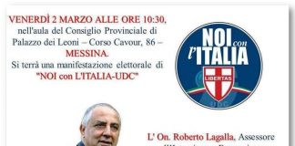 Venerdì 2 marzo, “Noi con l’Italia-Udc”, all’ex Provincia Regionale di Messina lagalla