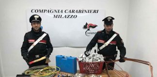 Pace del Mela (ME); i Carabinieri arrestano una banda di ladri rumeni per tentato furto aggravato. CC-MILAZZO--Sequestro-arnesi-da-scasso-per-furto-rame