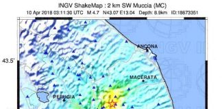 Muccia (Macerata): scossa di terremoto, di magnitudo 4.7 della scala Richter