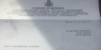 Marco Bellantone (assessore designato al Turismo del M5S-ME): “Buon giorno, al netto delle sciocche affermazioni che leggo sui giornali mi pregio di mostrare il documento che sanciva la mia collaborazione con l’assessore Perna”