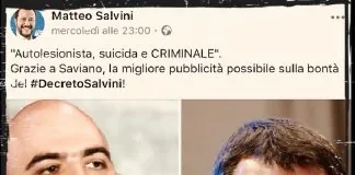 Roberto Saviano (scrittore): “Mi scuso con il #MinistrodellaMalaVita, perché mi era sfuggito il suo post di un paio di giorni fa… me lo hanno segnalato solo ieri”