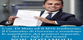 Adiantum (Associazione di aderenti nazionali per la tutela dei minori): “Di Maio, e il tradimento del Contratto di Governo”