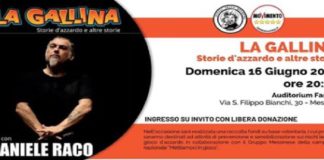 È andato in scena ieri sera, all’Auditorium Fasola, lo spettacolo “La Gallina, storie d’azzardo e altre storie”, dell’ex comico di Zelig Daniele Raco