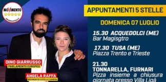 Angela Raffa (deputata – M5S): “Ciao a tutti, domani, domenica (7 luglio) passeremo insieme a Dino Giarrusso dalla provincia di Messina”