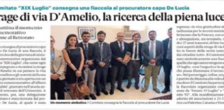 Il Comitato XIX luglio, ha incontrato ieri, il procuratore capo della Repubblica di Messina dottor Maurizio De Lucia, non solo per ricordare la data dell’eccidio di via Mariano D’Amelio