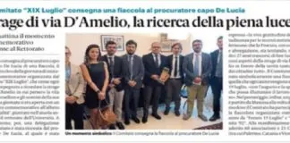 Il Comitato XIX luglio, ha incontrato ieri, il procuratore capo della Repubblica di Messina dottor Maurizio De Lucia, non solo per ricordare la data dell’eccidio di via Mariano D’Amelio