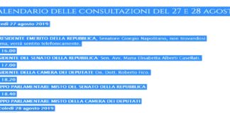 L’ufficio che si occupa del cerimoniale al Quirinale, ha diramato il calendario delle consultazioni del presidente della Repubblica Sergio Mattarella