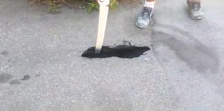 Questa mattina la via Brasile a Messina, si è svegliata così: alle prese con una voragine apertasi nell’asfalto