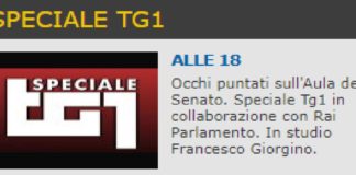 Alle 18 su Rai1, Speciale Tg1: “Occhi puntati sull’Aula del Senato”