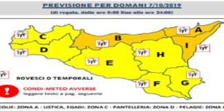 Dalla mezzanotte di lunedì 7 ottobre, in tutta la Provincia di Messina, è stato disposto dal Dipartimento Regionale di Protezione Civile uno stato di Preallerta arancione