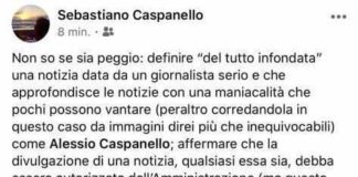 Non so se sia peggio: “Definire -del tutto infondata- una notizia, data da un giornalista serio e che approfondisce le notizie con una maniacalità che pochi possono vantare (peraltro corredandola in questo caso da immagini direi più che inequivocabili) come Alessio Caspanello…”
