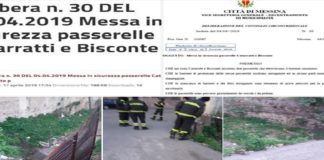 “Come era prevedibile, oggi è totalmente crollata la ringhiera di protezione della passerella sita in via Nicosia, che consente l’attraversamento sul torrente Bisconte”