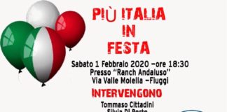 Più Italia in Festa: sabato 1° febbraio 2020 alle ore 18:30, presso il Ranch Andaluso, in via Valle Molella