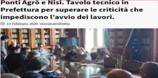 Nella mattinata odierna, si è svolto, presso la Sala Biblioteca della Prefettura, uno specifico tavolo tecnico convocato dal Prefetto di Messina, dr.ssa Maria Carmela Librizzi, su richiesta del Sindaco di Santa Teresa di Riva e del Responsabile della Struttura Territoriale A.N.A.S. per la Sicilia
