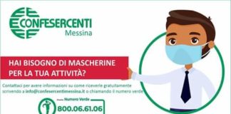 Inizierà domani, da parte di Confesercenti Messina, la distribuzione di mascherine protettive alle imprese che ne faranno richiesta
