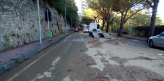 La via Nuova Panoramica dello Stretto a Messina, e’ interrotta dalla rotonda dell’Annunziata, fino al complesso Eden Park, dopo la bomba d’acqua abbattutasi stamattina dalle ore 11.40 per circa 60 minuti