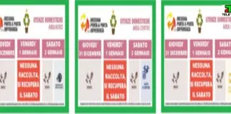 Messinaservizi Bene Comune comunica i calendari per la raccolta di rifiuti dal 31 dicembre al 2 gennaio