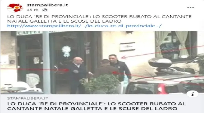 Lo Duca e lo sccoter rubato a Galletta