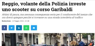 Un incidente si è verificato nel primo pomeriggio di oggi su Corso Garibaldi, a Reggio Calabria, dove una volante della Polizia ha investito uno scooter