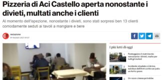 Nella serata di ieri, una pizzeria di Aci Castello (CT) è stata trovata aperta dagli agenti del Commissariato della Polizia di Stato Borgo Ognina, nonostante i vigenti divieti derivanti dalle norme per il contrasto al Covid-19