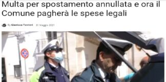 E’ stata annullata una multa di 545,98 euro…, per spostamento