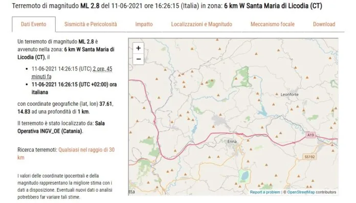 Terremoto Santa Maria di Licodia