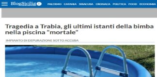 A Trabia…, nel Palermitano… ieri pomeriggio si è consumata una tragedia: una bambina di 5 anni è deceduta per annegamento nella piscina di casa sua