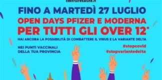 Proseguiranno fino a martedì 27 luglio (compreso) gli “Open Days” organizzati dalla Regione Siciliana per promuovere ulteriormente la campagna vaccinale nell’Isola