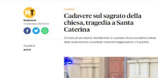 Un cadavere…, è stato trovato sul sagrato della Chiesa di Santa Caterina a Messina in via Garibaldi
