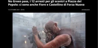 Arrestate nel corso della notte 12 persone coinvolte negli scontri di ieri a piazza del Popolo a Roma nella manifestazione dei No Green Pass