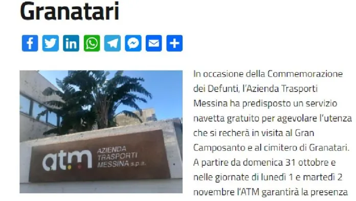 Servizio Navetta a i Cimiteri di Messina