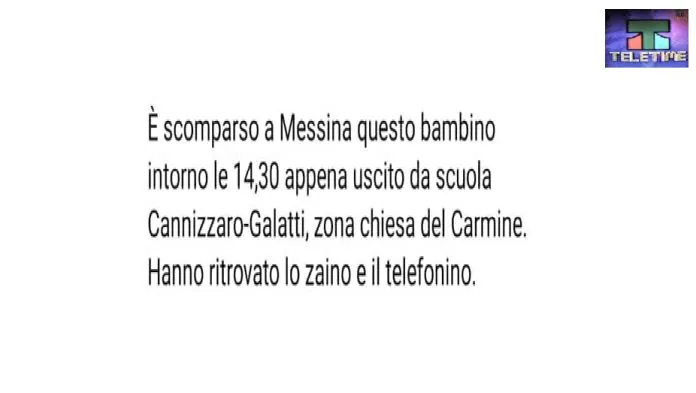 Scomparsa bambino