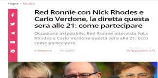 Occasione irripetibile: Red Ronnie intervista…, Nick Rhodes e Carlo Verdone questa sera alle 21
