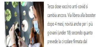 Terza dose vaccino anti-covid si cambia ancora: via libera alla booster dopo 4 mesi, novità anche per i più giovani (under 18) secondo quanto prevede la circolare firmata dal direttore generale della Prevenzione del ministero della Salute, Gianni Rezza
