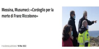 «La prematura scomparsa di Franz Riccobono mi addolora profondamente e costituisce una grave perdita anche per la città di Messina e per la cultura siciliana»