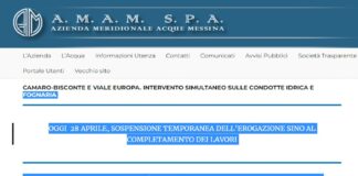 I tecnici di AMAM lavoreranno oggi, giovedì 28 aprile, simultaneamente, sulle reti idrica e fognaria che servono gli abitati della zona centro sud, compresa tra Via Santa Marta, Via Camaro San luigi, Camaro Superiore, Camaro San Paolo e tutta la Parte Bassa del Viale Europa