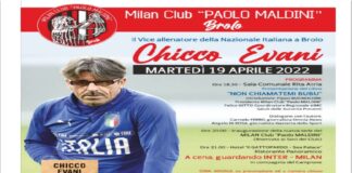 Il vice allenatore della Nazionale di calcio italiana Chicco Evani, sarà a Brolo (ME) il prossimo 19 aprile per presentare il suo libro “Non chiamatemi Bubu” edito da Mondadori Electa e con la prefazione di Arrigo Sacchi