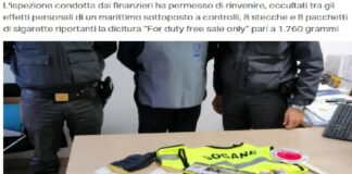 I finanzieri del comando provinciale Catania in servizio presso il porto etneo, durante le attività di istituto in materia di controlli doganali, hanno sottoposto a controllo un marittimo siciliano appena sbarcato da una motonave battente bandiera italiana