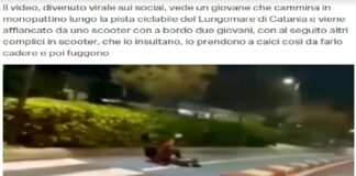 Dopo il video, diventato virale, che immortala la caduta di un giovane in monopattino perchè spinto da due incivili in scooter lungo la pista ciclabile del Lungomare di Catania, i responsabili del Codacons annunciano la presentazione di un esposto presso la Procura della Repubblica