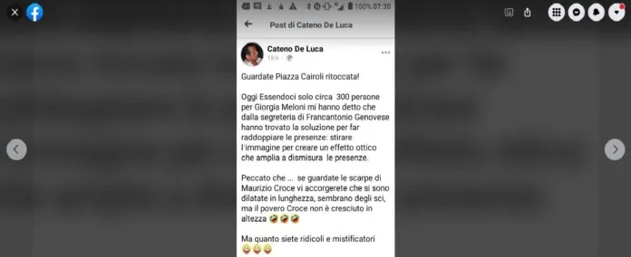 Falsità su foto De Luca