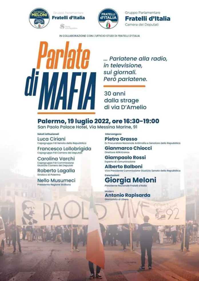 Parlate di Mafia Fratelli d'Italia Palermo