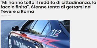 «Mi hanno tolto il Reddito di Cittadinanza, la faccio finita»