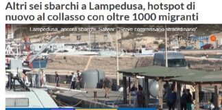 Altri sei sbarchi di migranti a Lampedusa dove l’hotspot, con le 442 persone arrivate ieri con 14 barconi, torna a superare quota 1.000 a fronte dei 350 posti disponibili