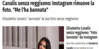 Elisabetta Canalis senza reggiseno: da Instagram rimuovono la foto