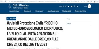 Messina: dalle prime ore di domani, martedì 29 novembre 2022, e per le successive 18-24 ore, si prevedono precipitazioni sparse, a prevalente carattere di rovescio o temporale