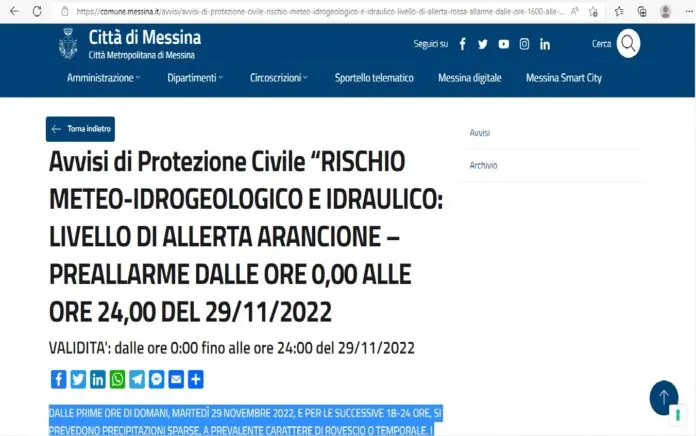 ALLERTA ARANCIONE