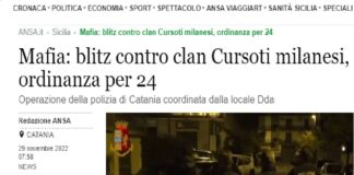 Un’operazione antimafia contro 24 presunti appartenenti al clan dei Cursoti milanesi è stata eseguita la notte scorsa, dagli agenti della Polizia di Stato